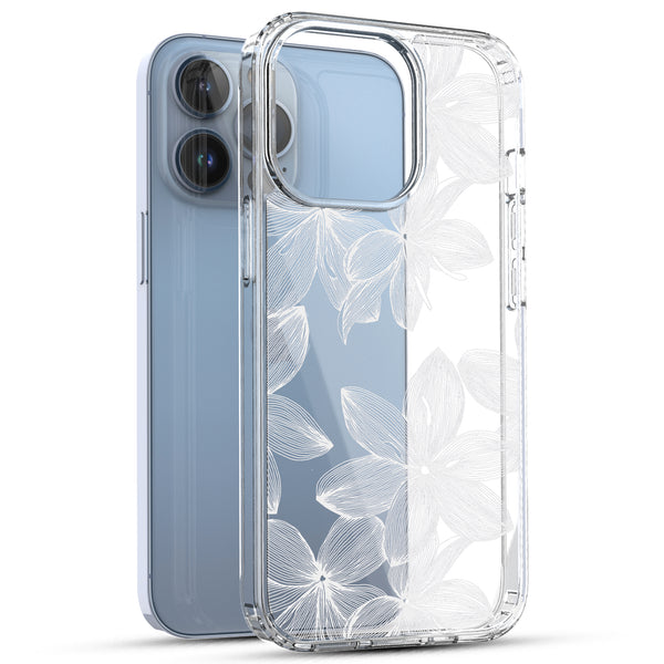 iPhone 13 Pro Case, Anti-Scratch Clear Case - White Flower