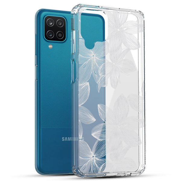 Samsung Galaxy A12 Case, Anti-Scratch Clear Case - White Flower