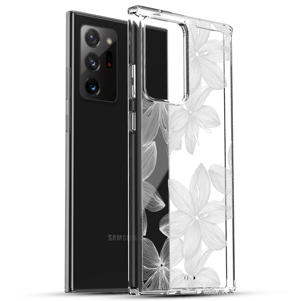 Samsung Galaxy Note 20 Ultra Case, Anti-Scratch Clear Case - White Flower