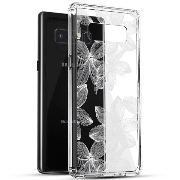 Samsung Galaxy Note 8 Case, Anti-Scratch Clear Case - White Flowers