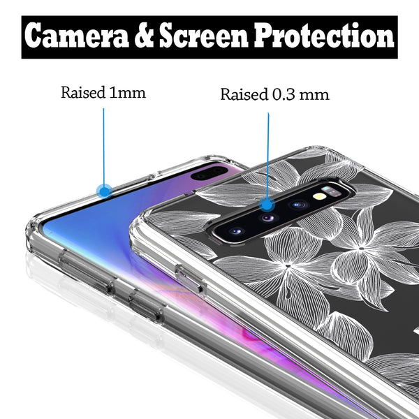 Samsung Galaxy S10 Case, Anti-Scratch Clear Case - White Flowers