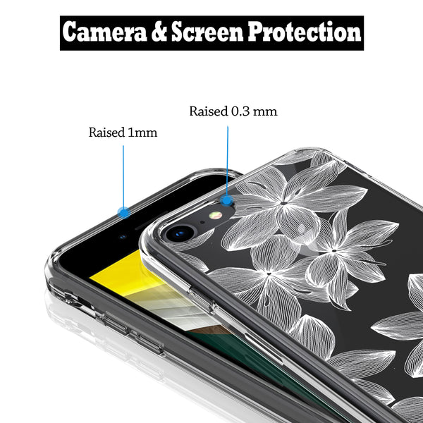 iPhone SE 2020/ iPhone 8/ iPhone 7 Case, Anti-Scratch Clear Case - White Flower