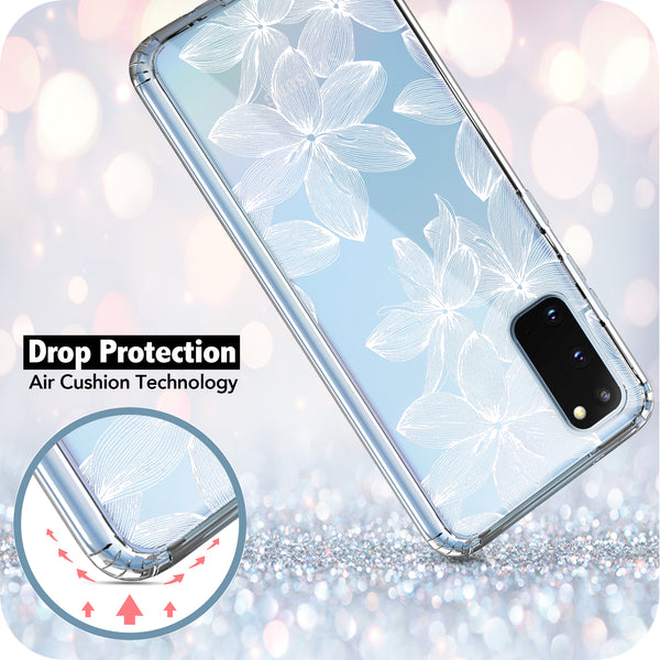 Samsung Galaxy S20 Case, Anti-Scratch Clear Case - White Flower