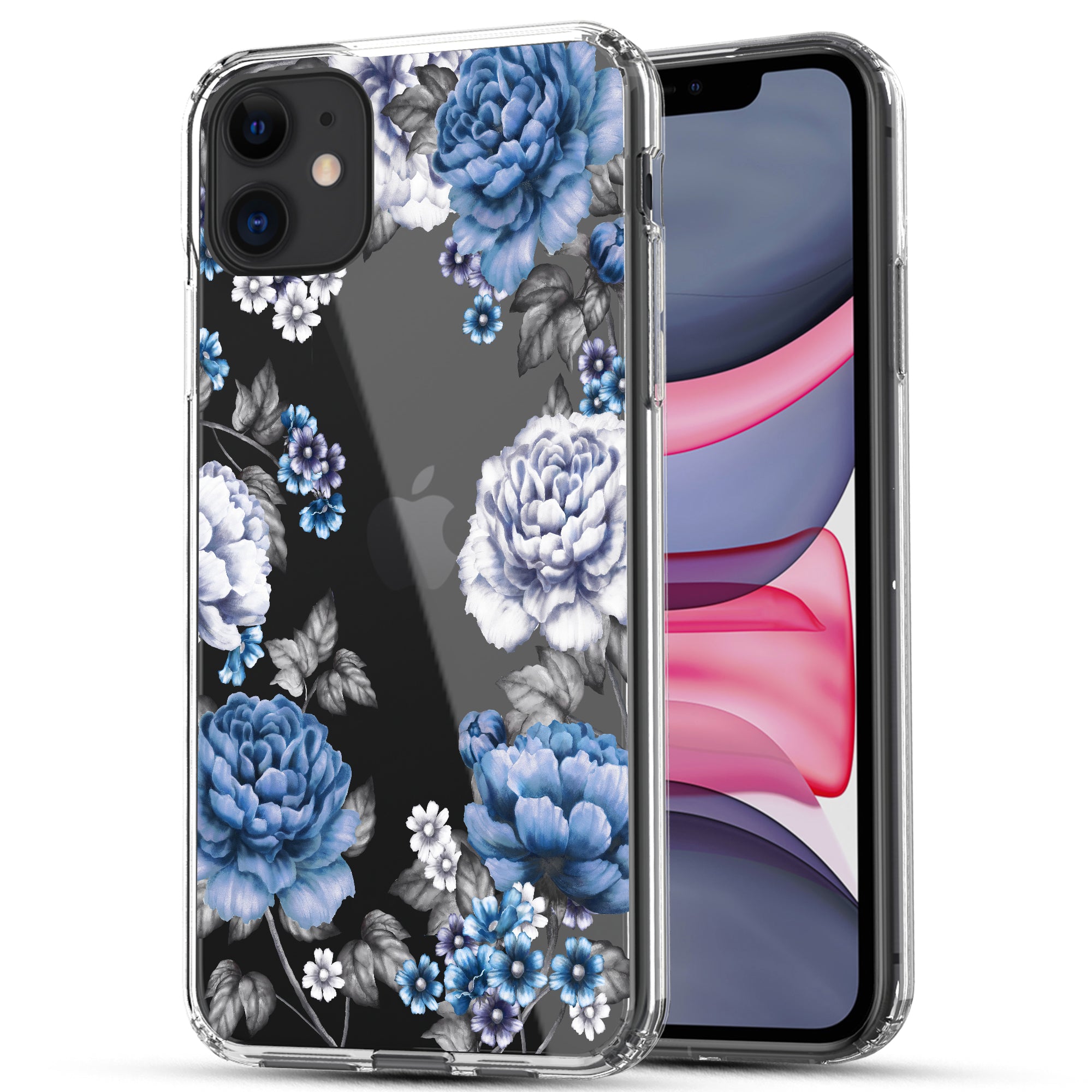 iPhone 11 Case, Anti-Scratch Clear Case - Blue Roses