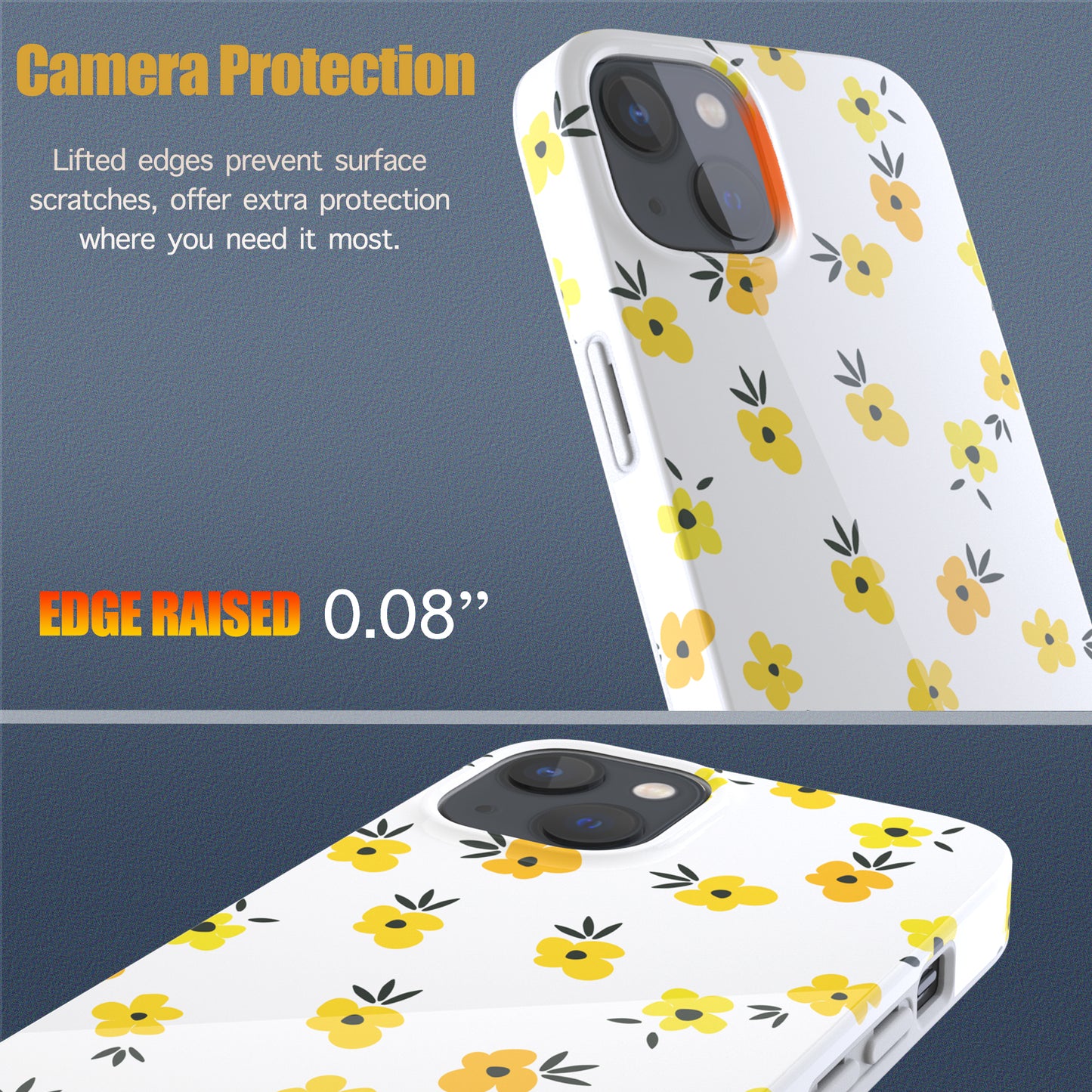 iPhone 13 Case, Ultra Slim Glossy Shockproof Scratch-Proof Case - Little Yellow Daisy Flower