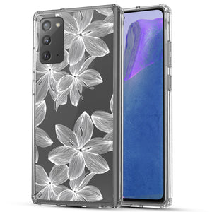 Samsung Galaxy Note 20 Case, Anti-Scratch Clear Case - White Flower