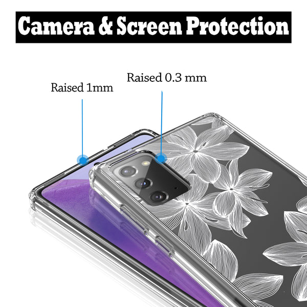 Samsung Galaxy Note 20 Case, Anti-Scratch Clear Case - White Flower